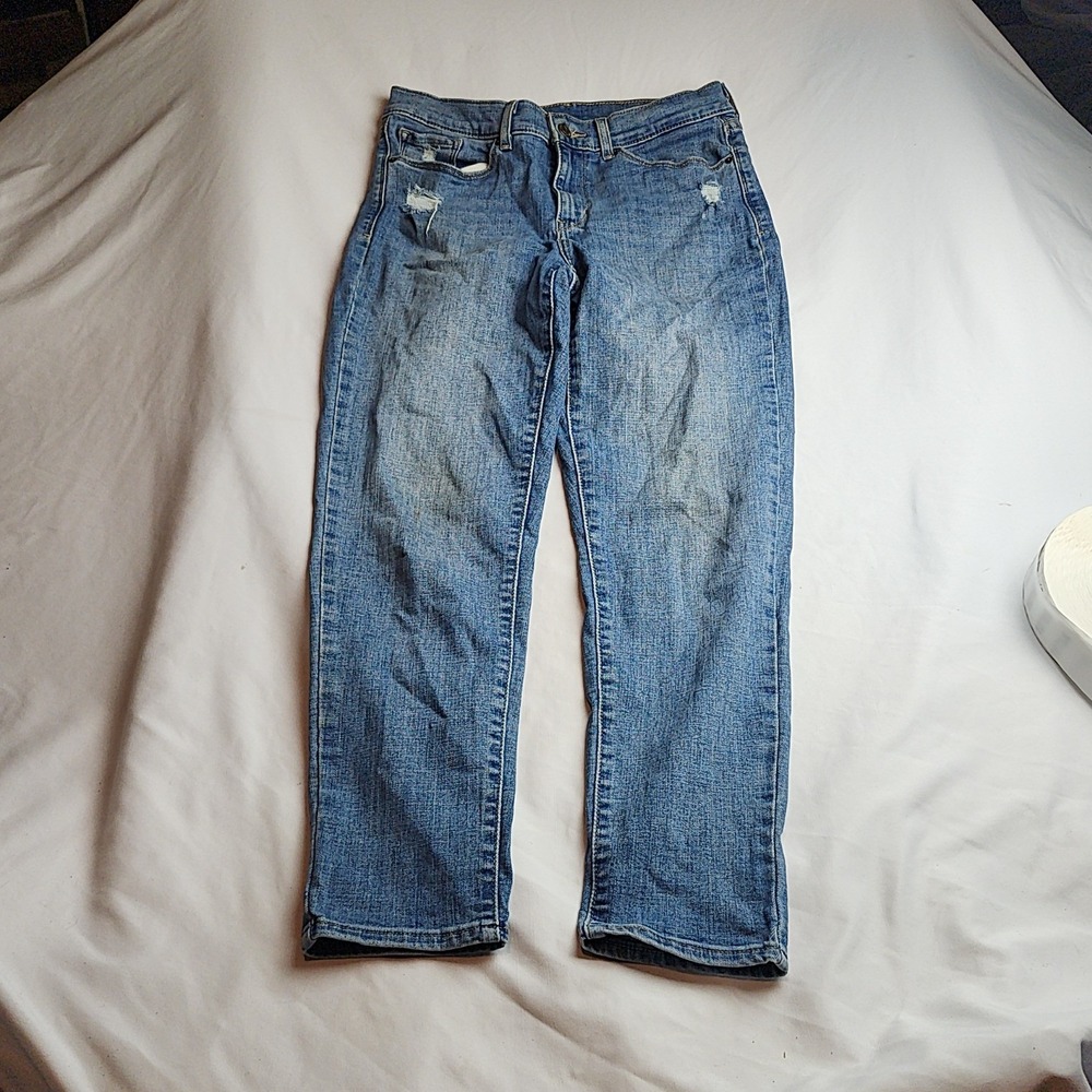 Levi's Straight Leg Jeans Distressed Light Wash Blue Women's Size 4